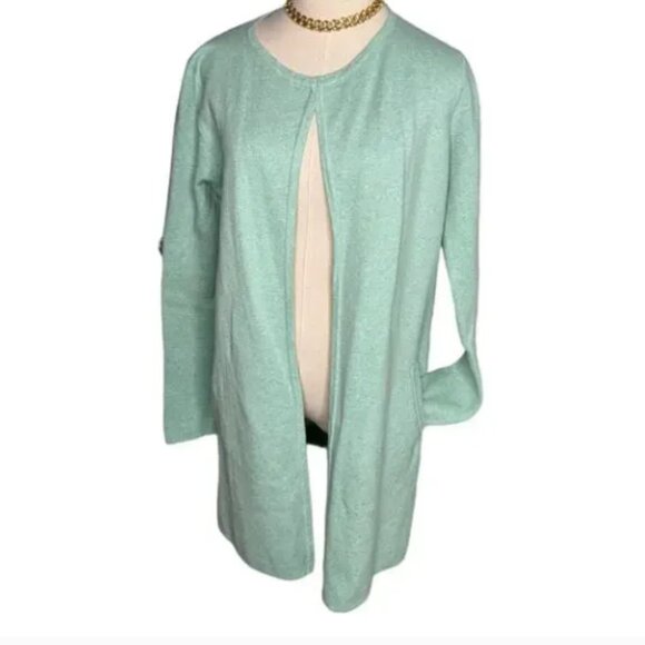 J. Crew 100% cotton heavyweight knit open long cardigan sweater pockets size XS - Picture 1 of 5